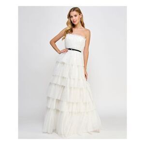 white pearl formal dress La Femme 32149 Sweetheart Strapless Prom Gown main image 1